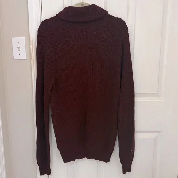 Sun + Stone Men’s Ribbed Button Down Cardigan with Shawl Collar in Plum - Picture 8 of 8